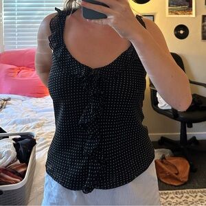 Vintage Ralph lauren polka dot blouse in size 14. Fit an 8/10.